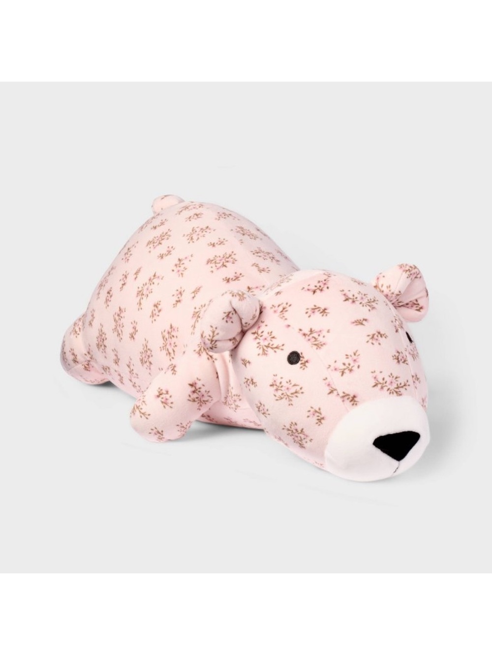 Pink Floral Bear Weighted Plush Throw Pillow - The Hollister Collection
